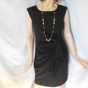NWT CALVIN KLEIN Sz 10 Black Sleeveless Side Drape Sheath Dress Chic & Feminine